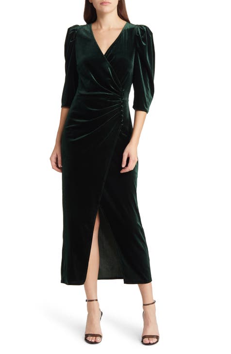 Vanity Room (Nordstrom) Wrap Tie Waist Long Sleeve Dress in Black Size Medium