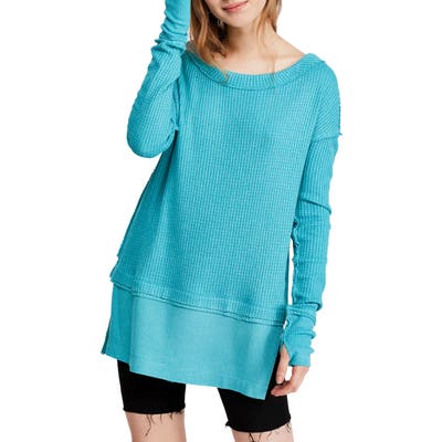 Free People North Shore Thermal Knit Tunic Top, Blue/green