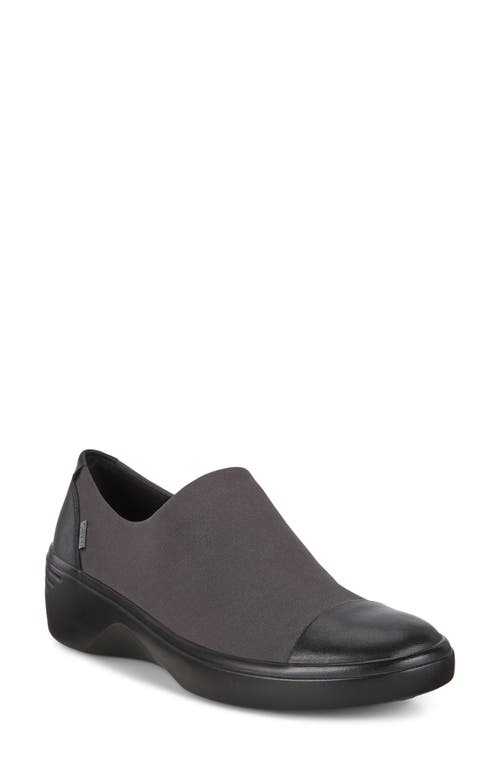 ECCO Soft 7 Gore-Tex® Waterproof Wedge Sneaker in Black/Magnet Fabric