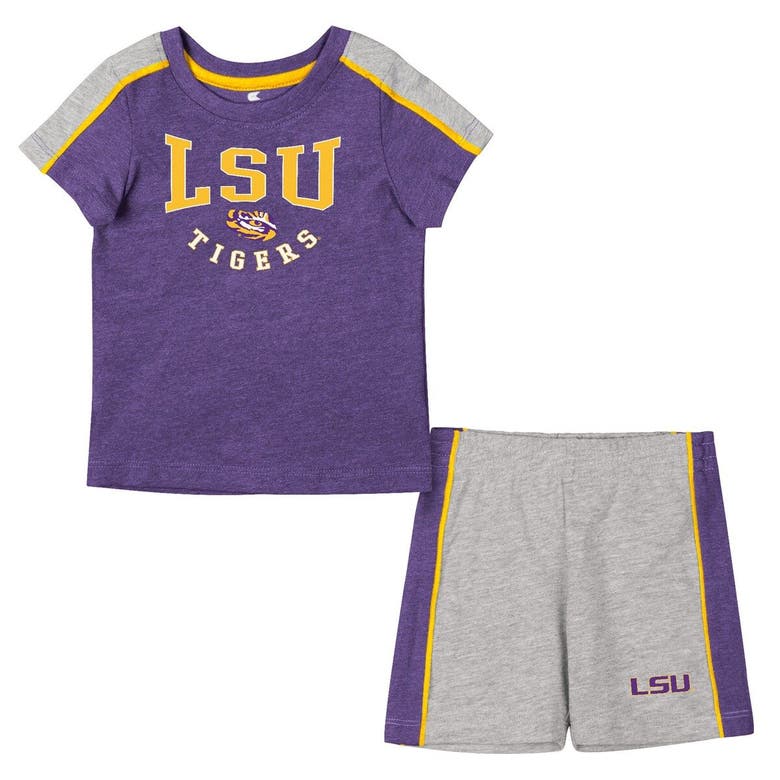 Colosseum Babies' Infant  Purple/heather Gray Lsu Tigers Norman T-shirt & Shorts Set