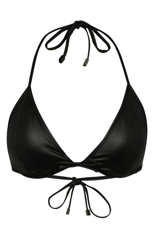 L Agence L'agence Annabelle Luxe Underwire Faux Leather Bikini Top In Black