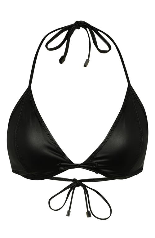 Shop L Agence L'agence Annabelle Luxe Underwire Faux Leather Bikini Top In Black