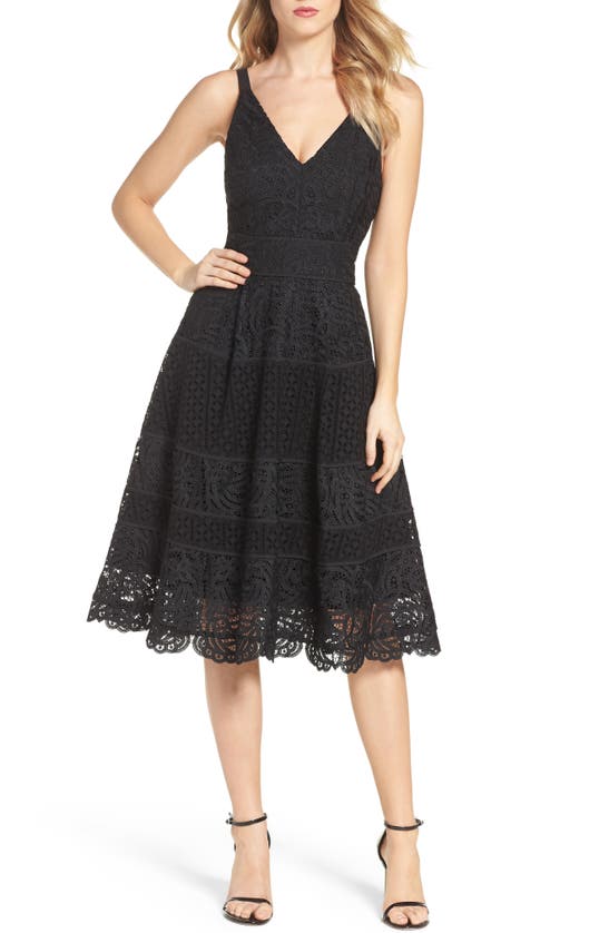 Adelyn Rae Fit & Flare Midi Dress In Black