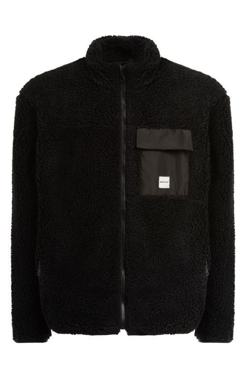 Teddy High Pile Fleece Jacket in Black