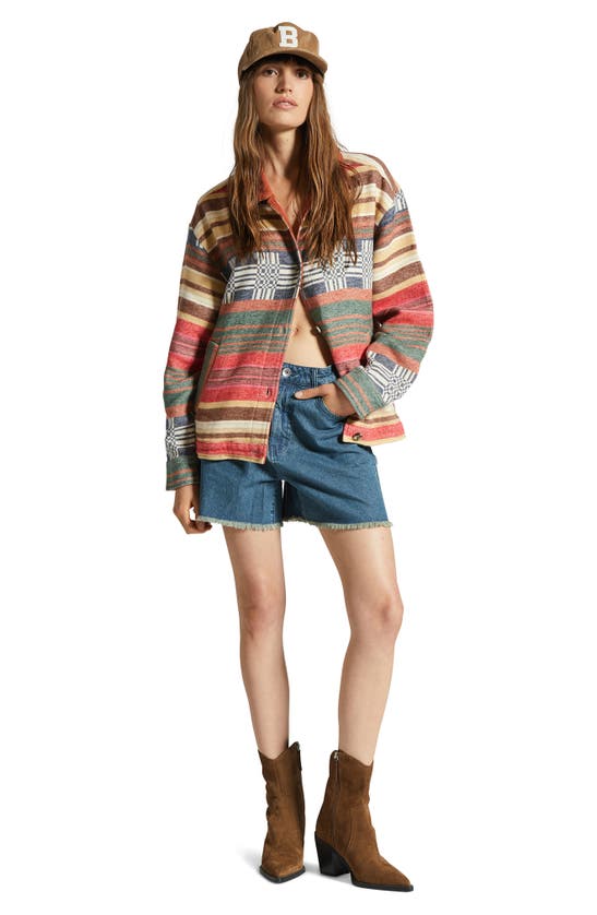 Brixton Lomas Frayed Denim Shorts In Vintage Indigo