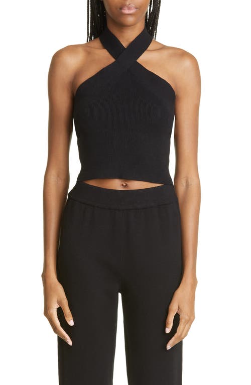 Supersoft Halter Sleeveless Knit Sweater in Black