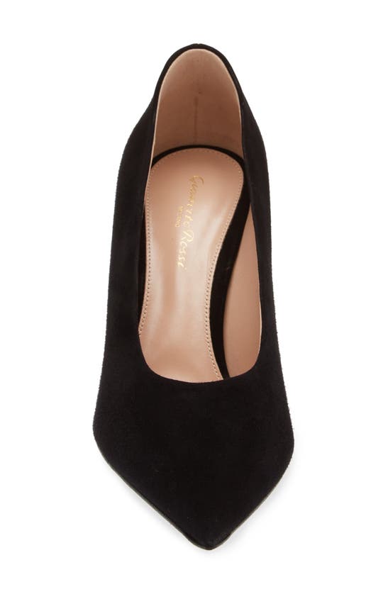 Shop Gianvito Rossi Pointed Toe Suede Pump In Nero