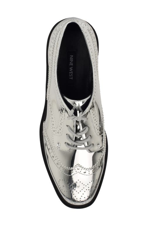 Nine West Resttin Wingtip Platform Derby In Silver