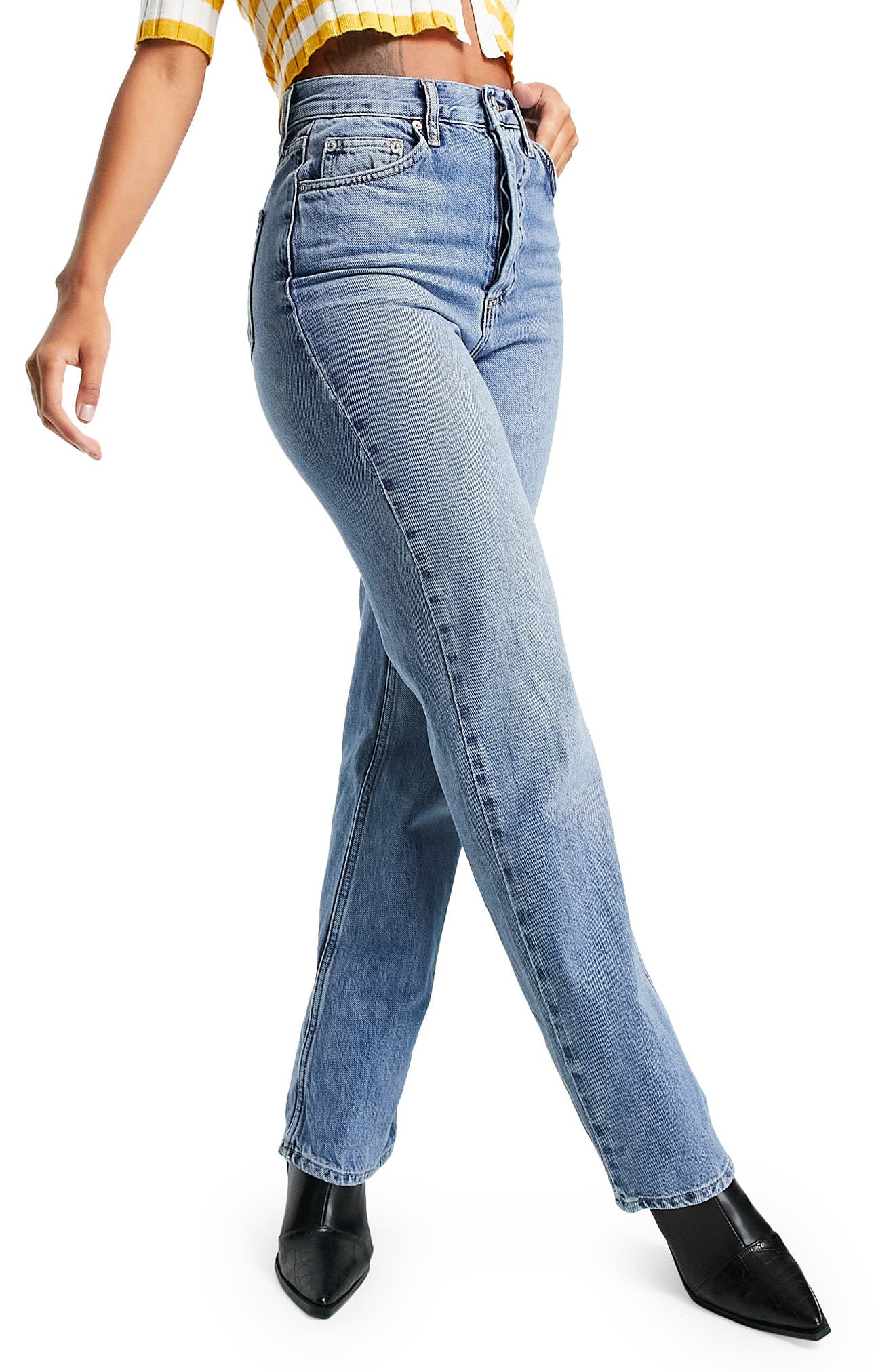 Topshop Kort High Waist Wide Leg Jeans 