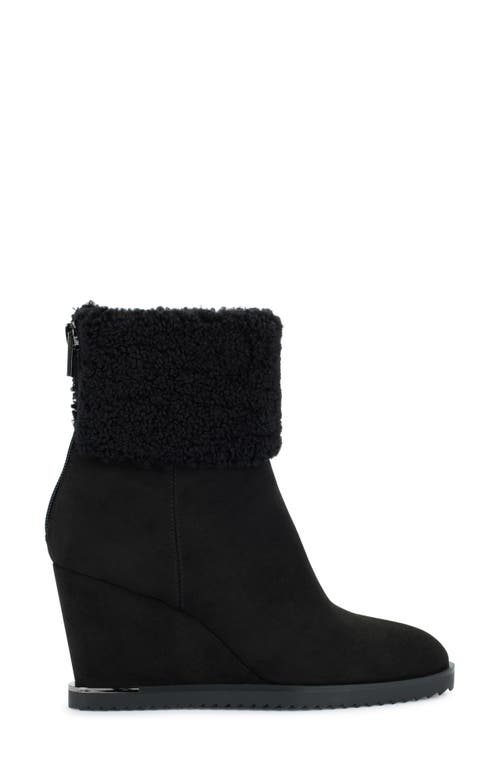 Shop Dkny Powell Faux Shearling Wedge Bootie In Blk - Black