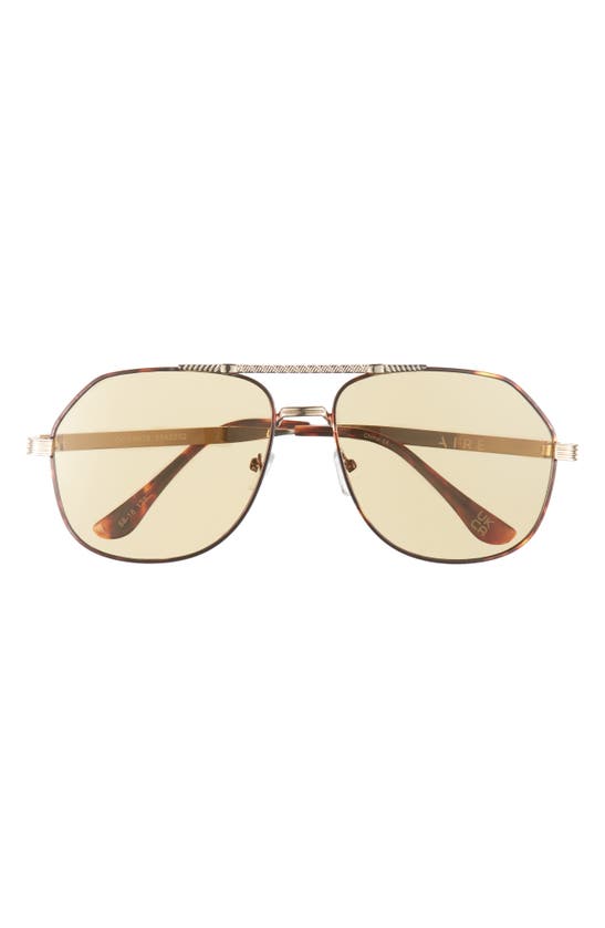 Aire Cosmos 58mm Aviator Sunglasses In Gold / Khaki Tint