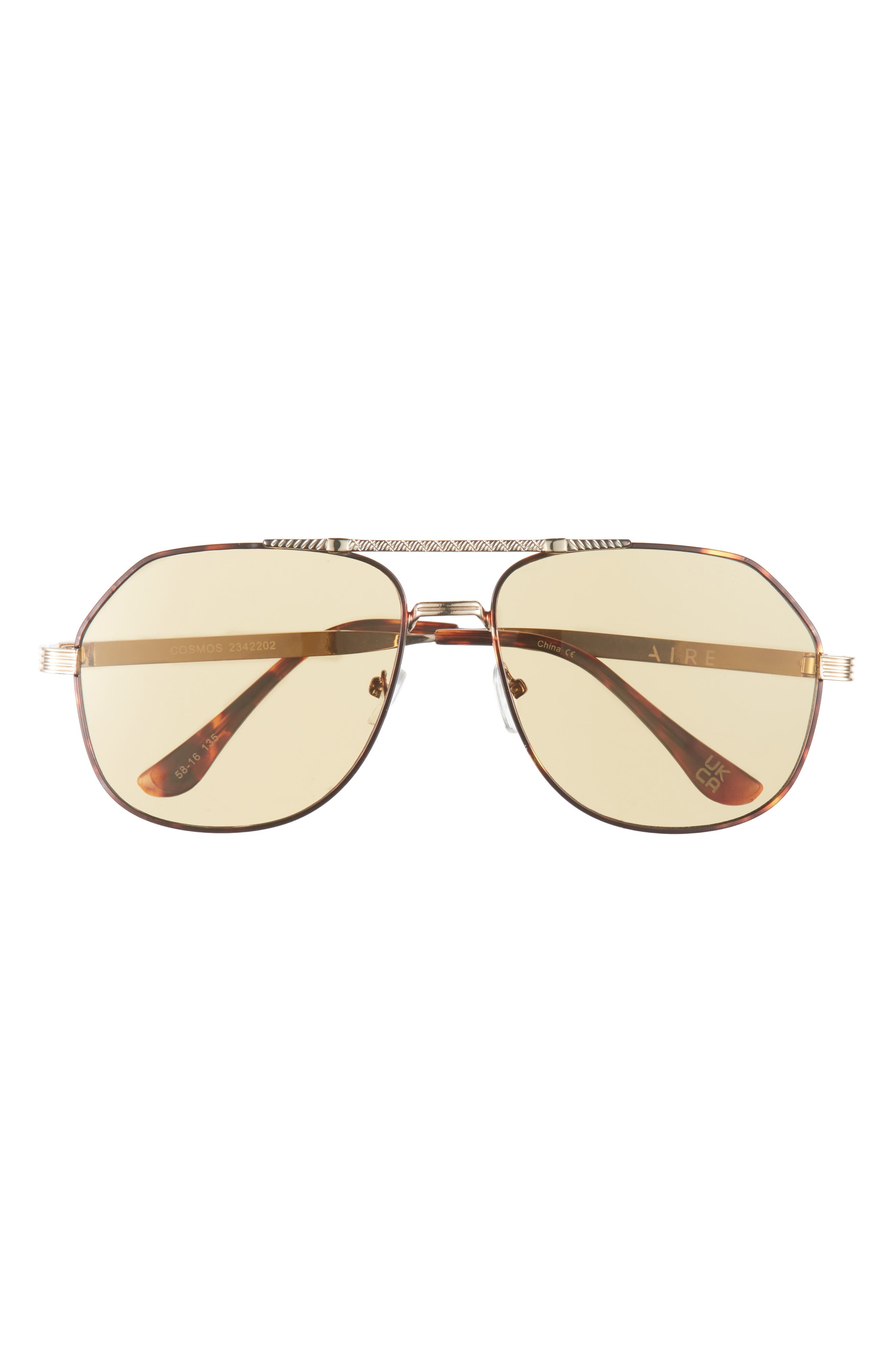 Aire Cosmos 58mm Aviator Sunglasses In Gold Khaki Tint ModeSens