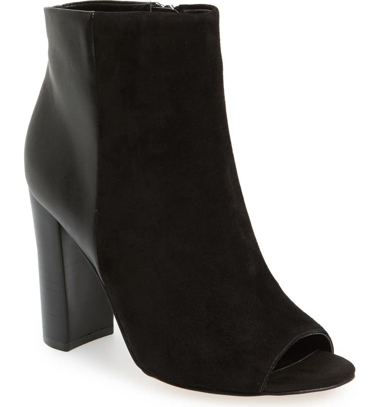 SAM EDELMAN 'Yarin' Open Toe Bootie, Main, color, BLACK SUEDE