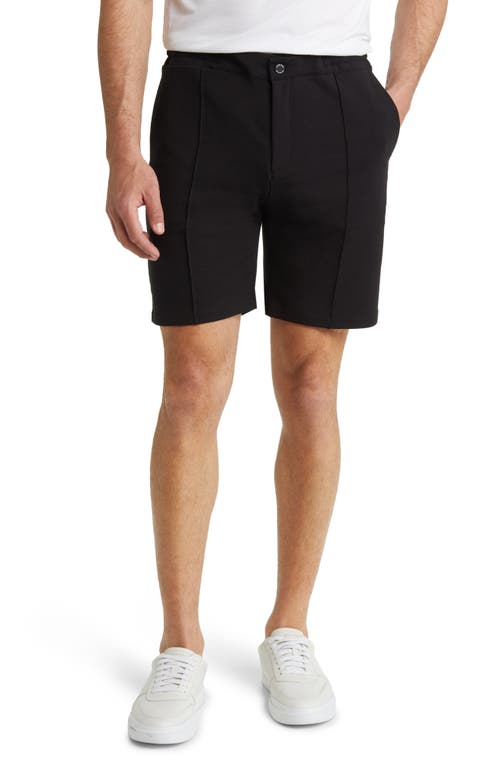 French Terry Flat Front Shorts in Black