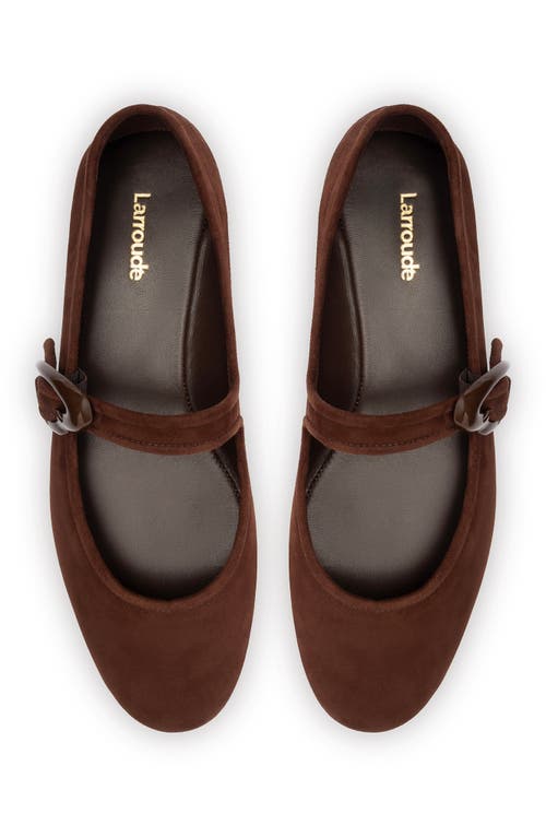 Larroude Verona Suede Mary Jane Ballerina Flats In Brown
