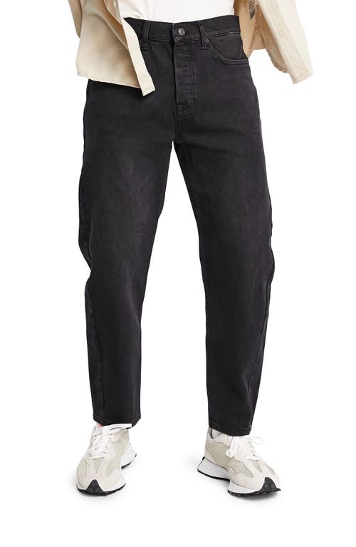 Topman Men's Curved Leg Taper Jeans in Washed Black