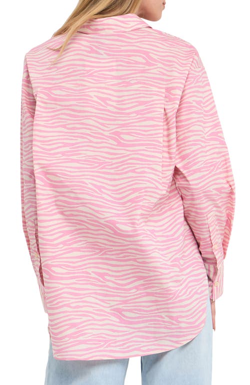 Shop Grey Lab Zebra Print Button-up Shirt In Pink