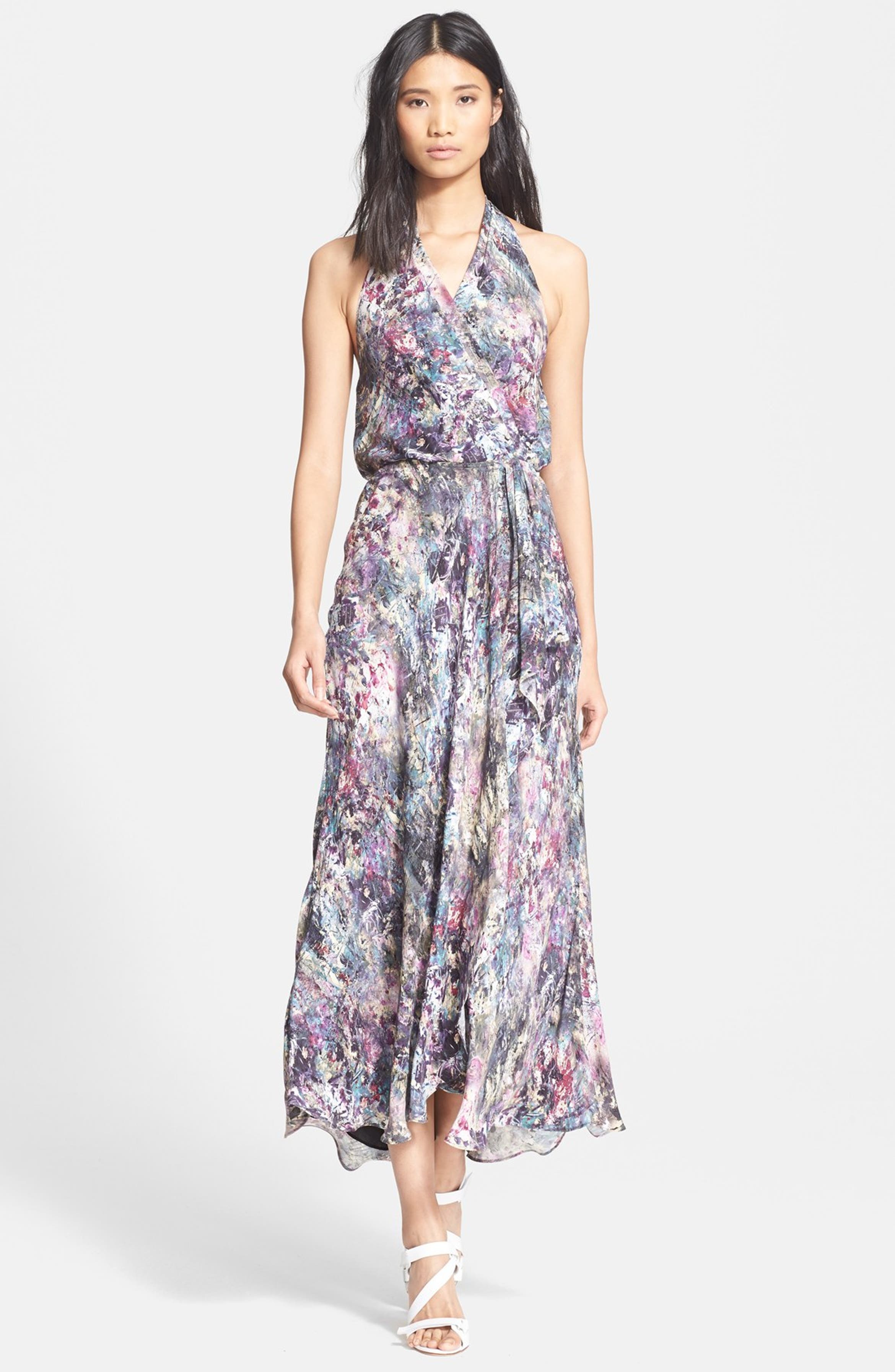 Haute Hippie Print Silk Halter Wrap Dress | Nordstrom