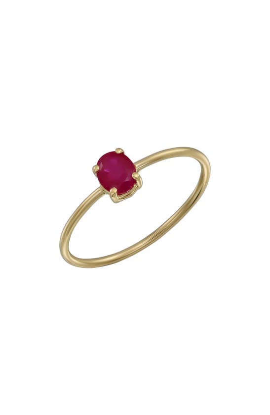 Bony Levy 18k Gold El Mar Solitaire Ruby Stackable Ring In 18k Yellow Gold