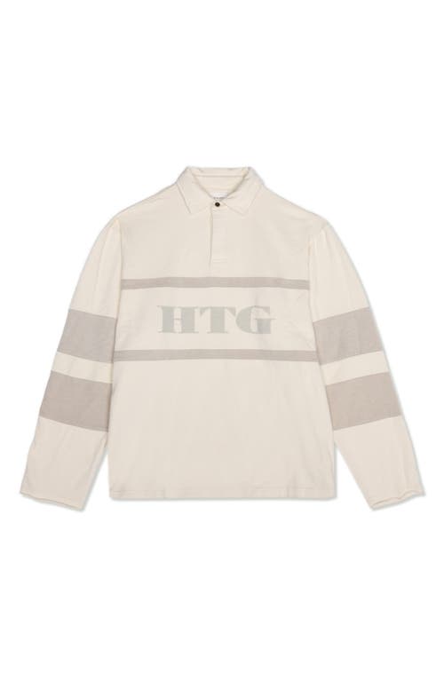 Oversize Cotton Rugby Polo in Bone