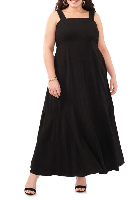 Solid Sleeveless Tiered Maxi Dress in Rich Black