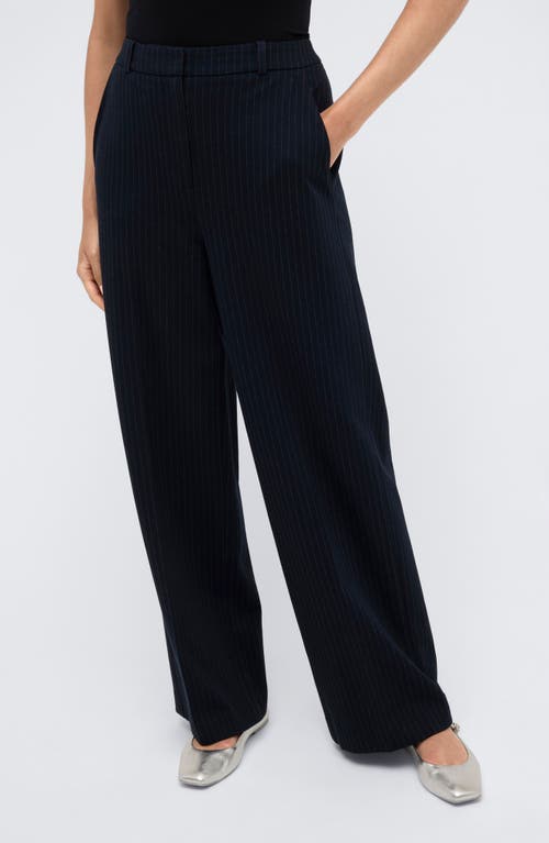 Kenneth Cole Pinstripe Pants In Dark Navy/grey