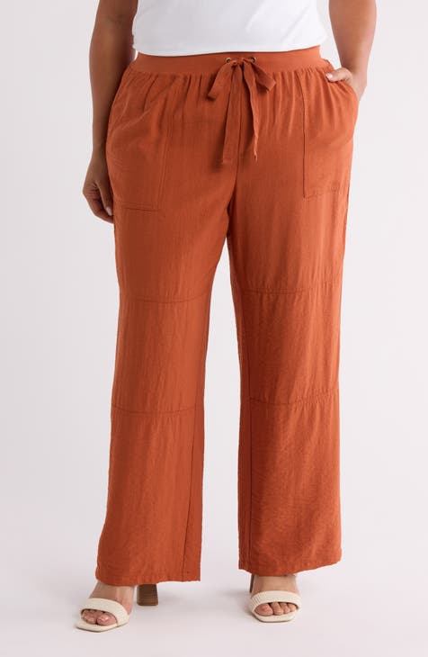 Texture Twill Wide Leg Pants (Plus)