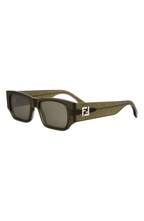 Shop Fendi Ff Squared 54mm Rectangular Sunglasses In Shiny Dark Green/green