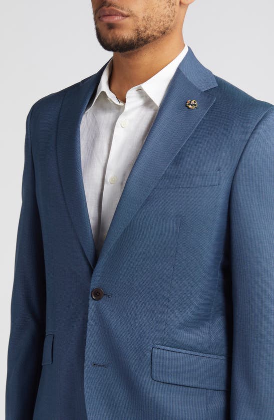 Shop Ted Baker Ron Extra Slim Fit Blue Textured Wool Suit In Teal