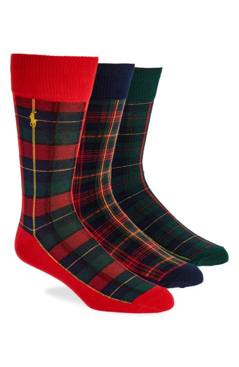 Assorted 3-Pack Holiday Plaid Dress Socks Gift Box