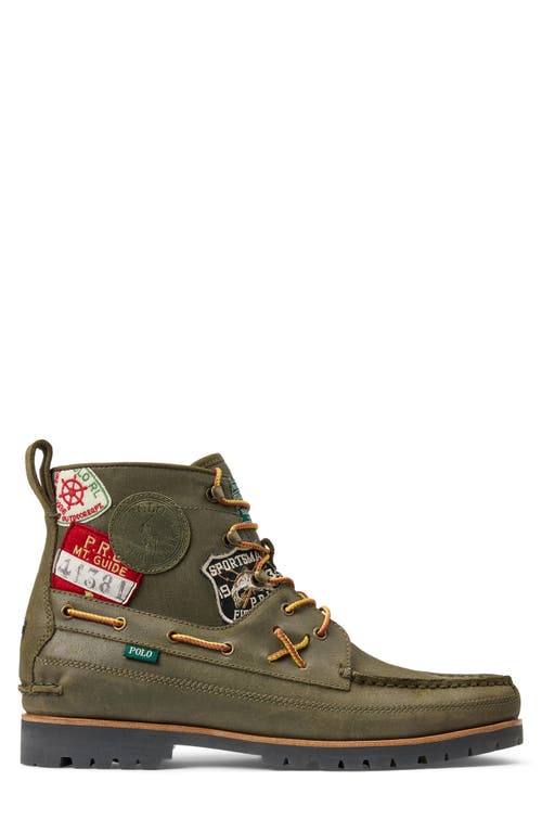 Shop Polo Ralph Lauren Ranger Patch Work Boot In Canopy Olive