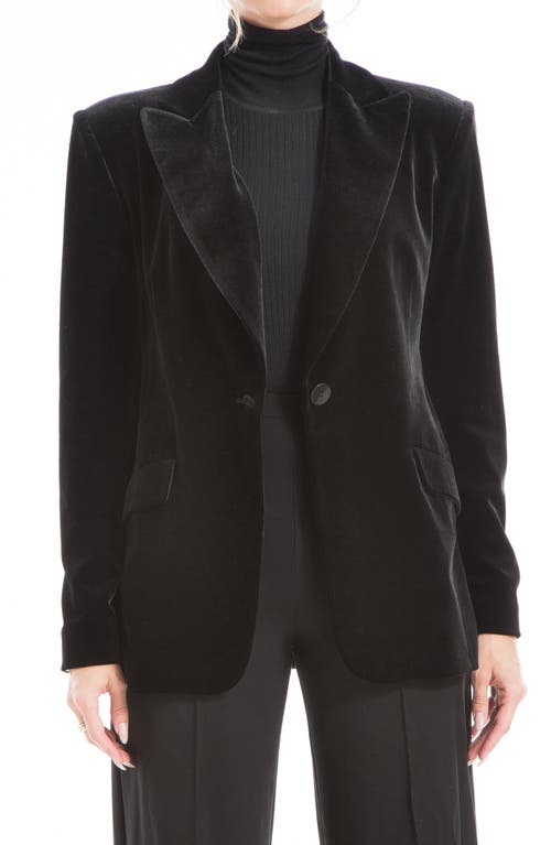 Max Studio Peak Lapel Velvet Blazer In Black
