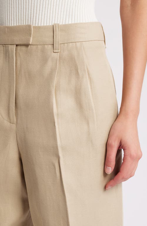 Shop Rag & Bone Newman Pleated Cotton & Linen Wide Leg Pants In Sand