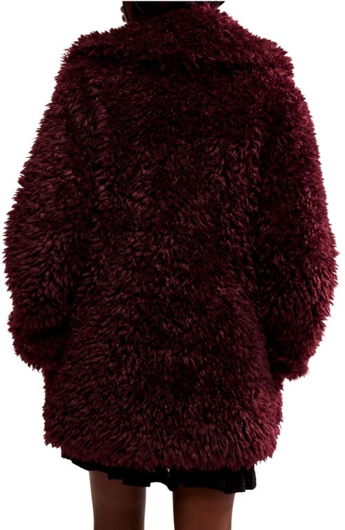 Shop Free People Sophie Faux Fur Peacoat In Vineyard Grape