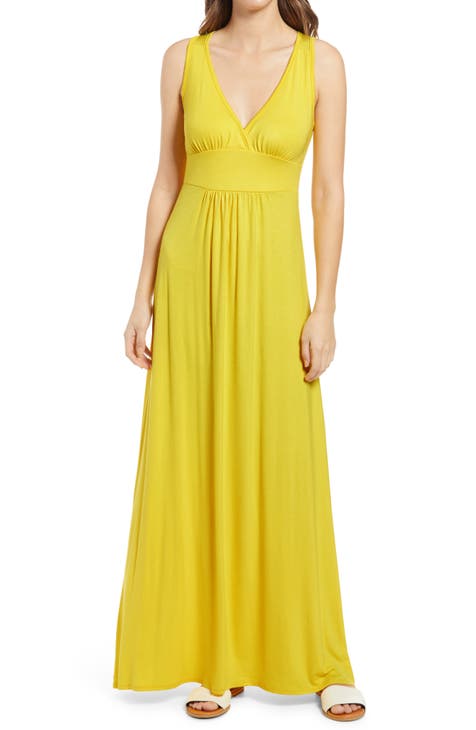Mustard Yellow Maxi Dress - Satin Maxi Dress - Button Maxi Dress