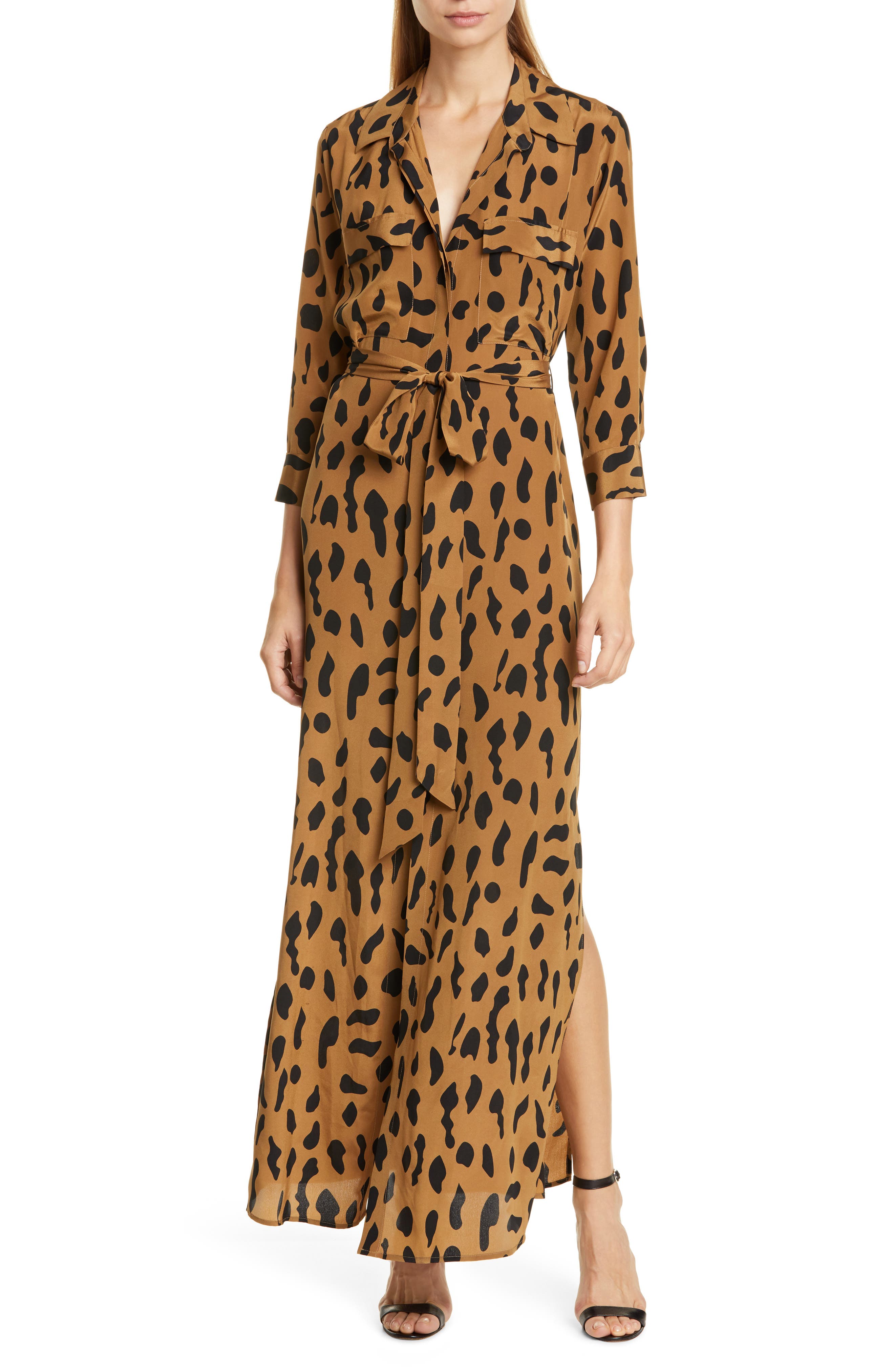 leopard maxi shirt dress