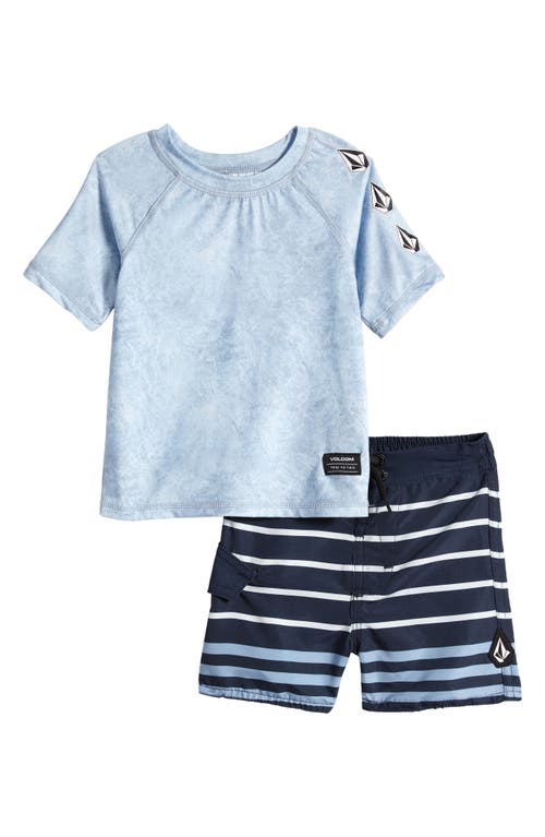Volcom Rashguard T-shirt & Swim Shorts Set In Blue
