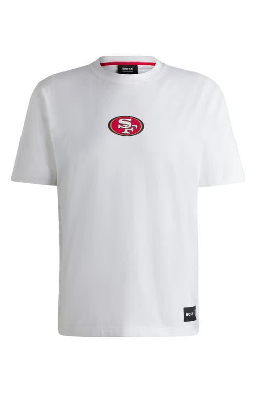 Shop Hugo Boss Boss X Nfl Stretch Cotton Graphic T-shirt In San Francisco 49ers - White