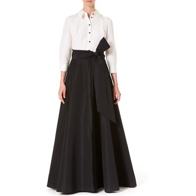 Carolina Herrera Icon Two-Tone Taffeta Trench Gown, White