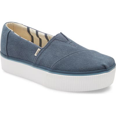Toms Alpargata Boardwalk Platform Slip-On- Blue