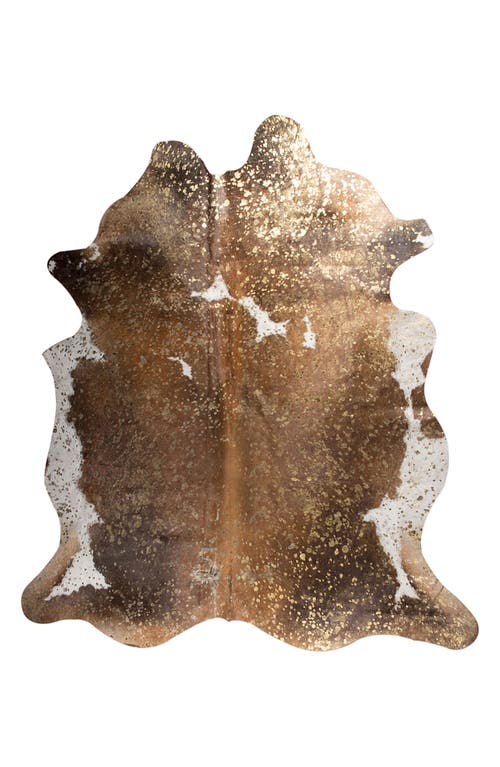 Shop Natural Genuine Cowhide Rug In Brown/white Gold