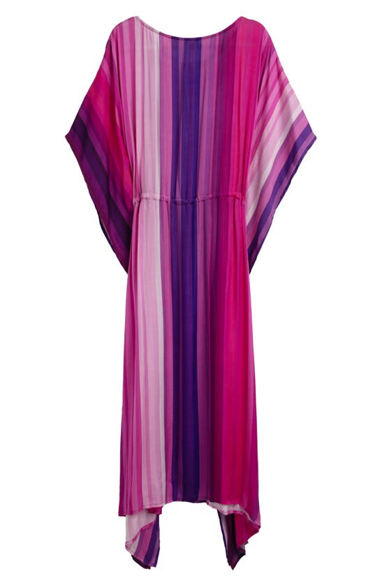 Saachi Stripe Keyhole Tie Waist Caftan In Pink