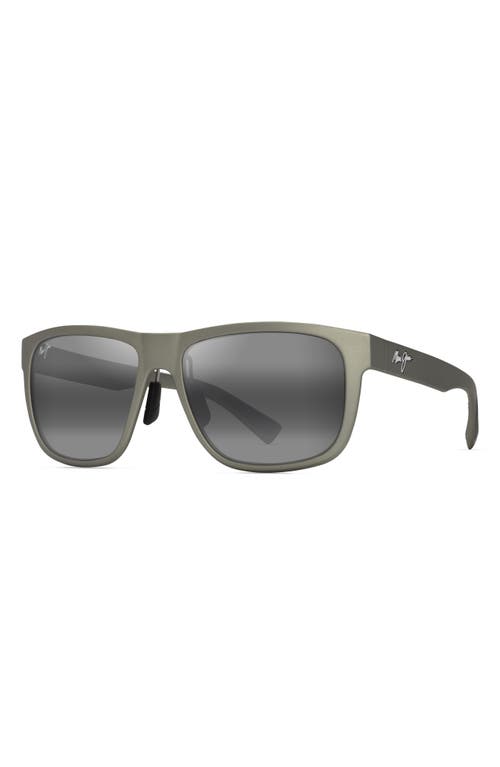 Shop Maui Jim Puakea 57mm Polarizedplus2® Square Sunglasses In Matte Greyish-green