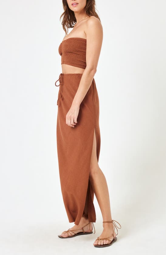Shop L*space Lspace Summer Feels Drawstring Waist Skirt In Coffee