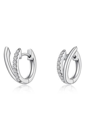 Lafonn A V-shaped Huggie Hoop Earrings In White