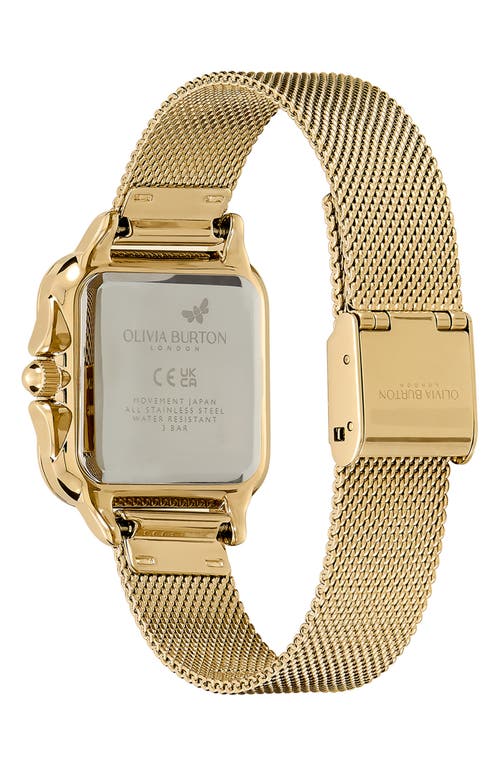 Olivia Burton Women's Soft Square Gold-tone Stainless Steel Mesh Bracelet Watch 28mm In Gold/green