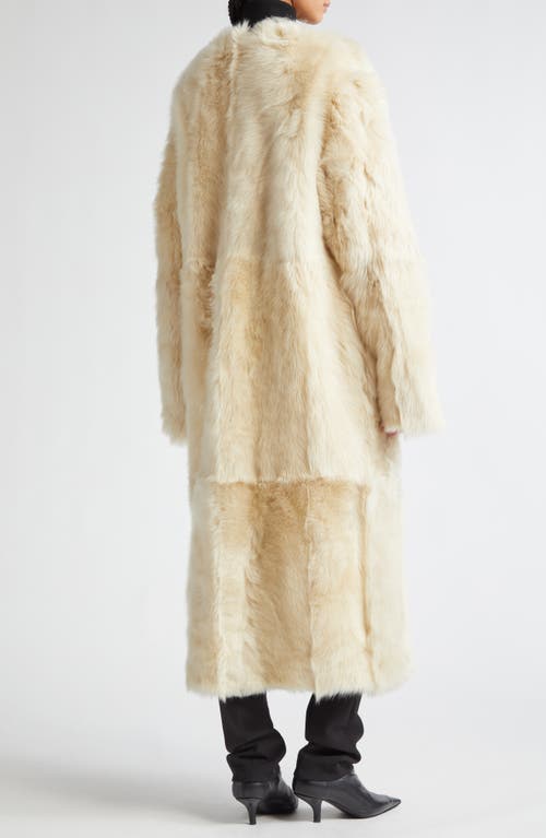 Totême Silky Shearling Long Coat In Eggnog