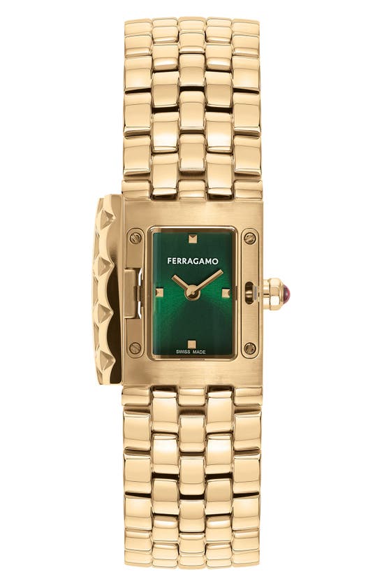 Ferragamo Secret Watch, 19mm X 30mm In Ip Yellow Gold
