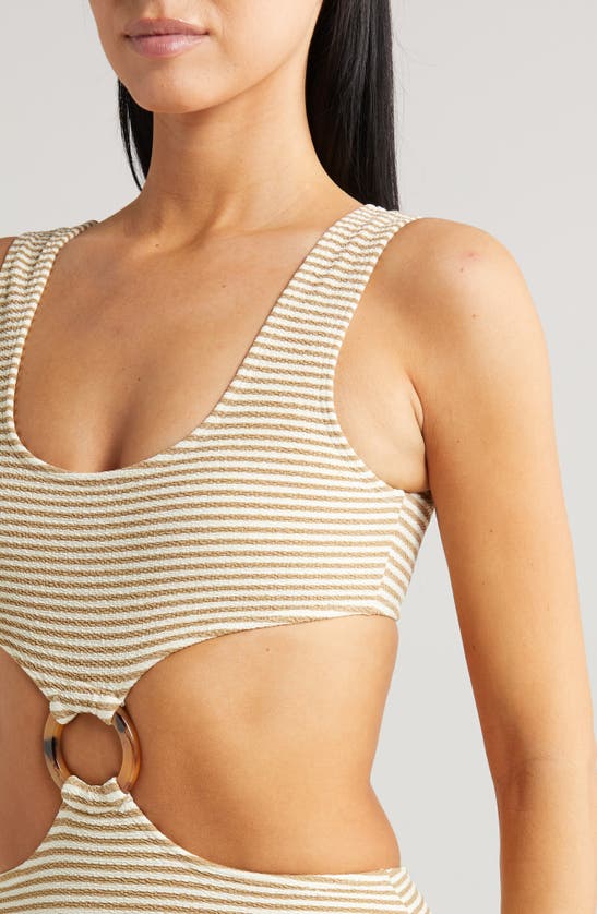 Shop Montce Neutral Stripe Cutout One-piece Swimsuit