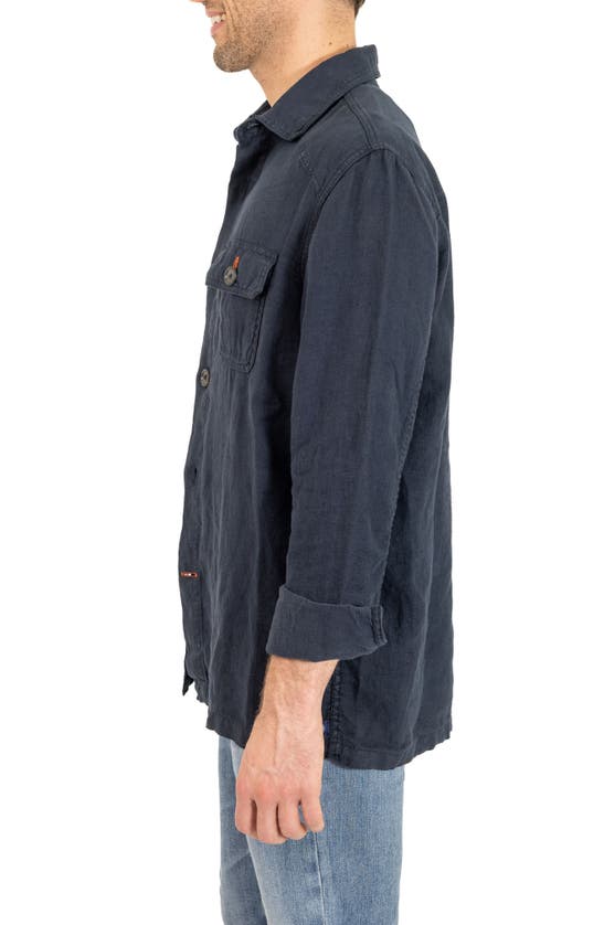 Pino By Pinoporte Linen Overshirt In Navy